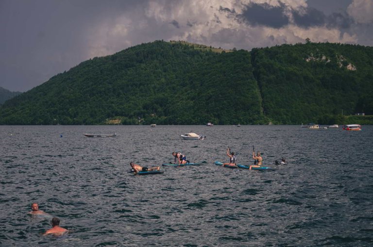 A group of watercraft on the lake